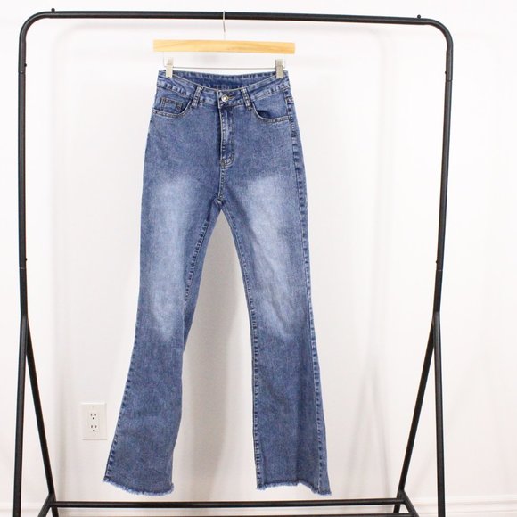 Flare High Rise Jeans with raw hem - size 26 - Tall girl friendly - Picture 3 of 7